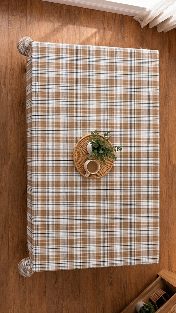 Table Cover| Tan Plaid | Premium Quality